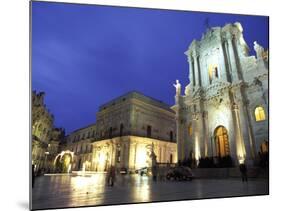 Duomo Square at Dusk, Ortygia, Siracusa, Sicily, Italy, Europe-Vincenzo Lombardo-Mounted Photographic Print