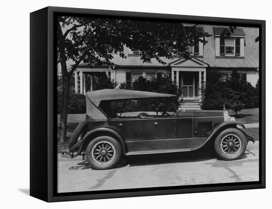 Dupont Automobile on Front of House, C.1919-30 (B/W Photo)-American Photographer-Framed Stretched Canvas