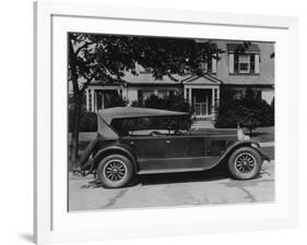 Dupont Automobile on Front of House, C.1919-30 (B/W Photo)-American Photographer-Framed Giclee Print