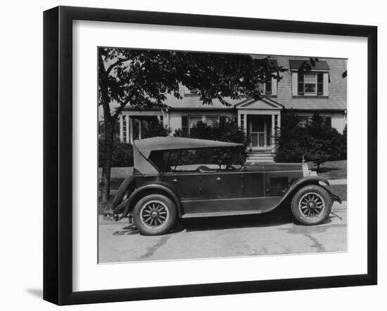 Dupont Automobile on Front of House, C.1919-30 (B/W Photo)-American Photographer-Framed Giclee Print