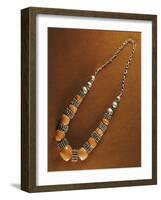 Duqaq Necklace, Composed of Elements in Macro-Granular Wrought Silver and Pacific Coral, Yemen-null-Framed Giclee Print