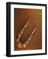 Duqaq Necklace, Composed of Elements in Macro-Granular Wrought Silver and Pacific Coral, Yemen-null-Framed Giclee Print