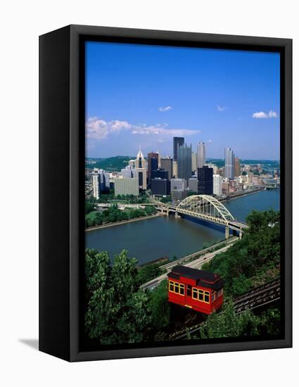 Duquesne Incline Cable Car and Ohio River, Pittsburgh, Pennsylvania, USA-Steve Vidler-Framed Stretched Canvas