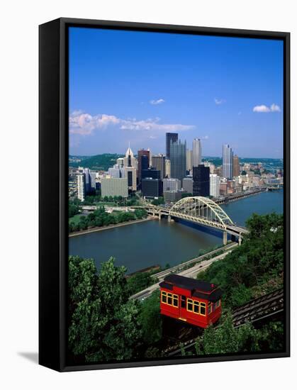 Duquesne Incline Cable Car and Ohio River, Pittsburgh, Pennsylvania, USA-Steve Vidler-Framed Stretched Canvas