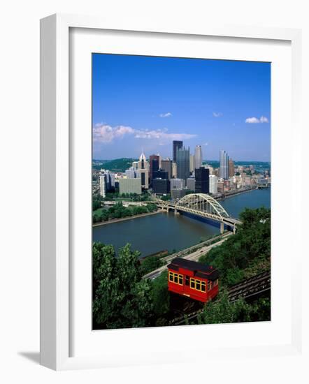 Duquesne Incline Cable Car and Ohio River, Pittsburgh, Pennsylvania, USA-Steve Vidler-Framed Photographic Print