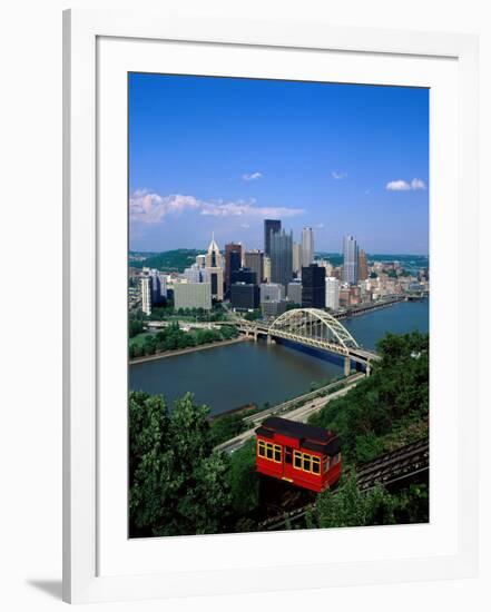 Duquesne Incline Cable Car and Ohio River, Pittsburgh, Pennsylvania, USA-Steve Vidler-Framed Photographic Print