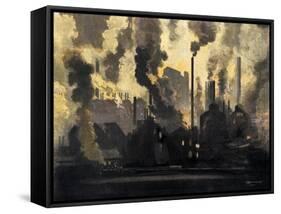 Duquesne Steel Factories at Night, Pittsburgh, Pennsylvania, c.1900-null-Framed Stretched Canvas