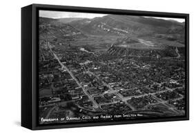 Durango, Colorado - Aerial View from Smelter Hill of Town and Airport-Lantern Press-Framed Stretched Canvas