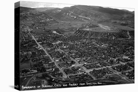 Durango, Colorado - Aerial View from Smelter Hill of Town and Airport-Lantern Press-Stretched Canvas