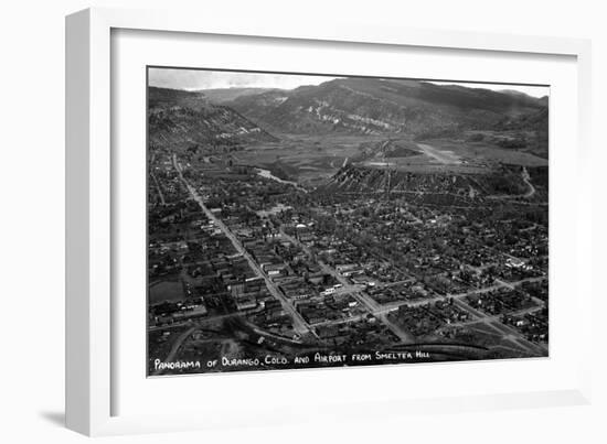 Durango, Colorado - Aerial View from Smelter Hill of Town and Airport-Lantern Press-Framed Art Print