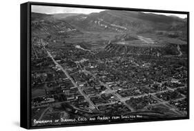 Durango, Colorado - Aerial View from Smelter Hill of Town and Airport-Lantern Press-Framed Stretched Canvas