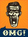 Omg! Jaw Dropping, Retro Vintage Man Shocked or Frightened, Wow!-durantelallera-Framed Art Print