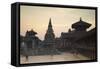 Durbar Square at Dawn, Bhaktapur, UNESCO World Heritage Site, Kathmandu Valley, Nepal, Asia-Ian Trower-Framed Stretched Canvas