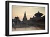 Durbar Square at Dawn, Bhaktapur, UNESCO World Heritage Site, Kathmandu Valley, Nepal, Asia-Ian Trower-Framed Photographic Print