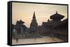 Durbar Square at Dawn, Bhaktapur, UNESCO World Heritage Site, Kathmandu Valley, Nepal, Asia-Ian Trower-Framed Stretched Canvas