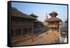 Durbar Square at Dawn, Bhaktapur, UNESCO World Heritage Site, Kathmandu Valley, Nepal, Asia-Ian Trower-Framed Stretched Canvas