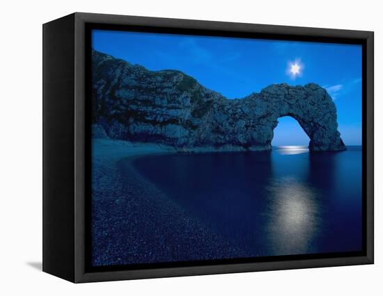 Durdle Door Arched Rock Formation on the Dorset coast-John Harper-Framed Stretched Canvas