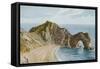 Durdle Door Near Lulworth-Alfred Robert Quinton-Framed Stretched Canvas