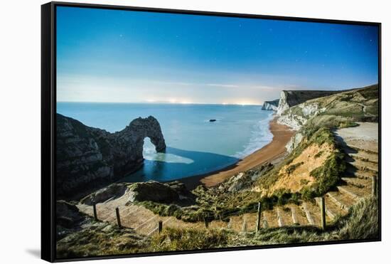 Durdle Door under the Stars, Jurassic Coast, Dorset, England, United Kingdom-John Alexander-Framed Stretched Canvas