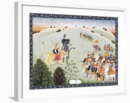 Durga and Kali Standing before the Advancing Host of Demons, C.1800-1820-null-Framed Giclee Print