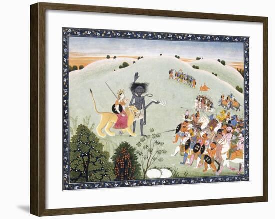 Durga and Kali Standing before the Advancing Host of Demons, C.1800-1820-null-Framed Giclee Print