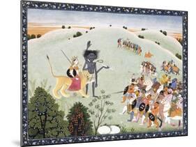 Durga and Kali Standing before the Advancing Host of Demons, C.1800-1820-null-Mounted Giclee Print