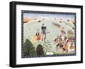Durga and Kali Standing before the Advancing Host of Demons, C.1800-1820-null-Framed Giclee Print