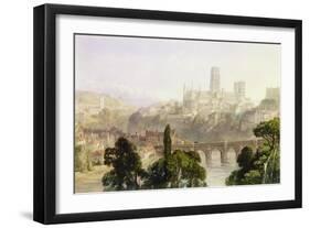 Durham Cathedral, 1846 (W/C with Bodycolour over Graphite on Paper)-George Arthur Fripp-Framed Giclee Print