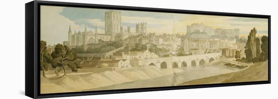 Durham Cathedral and Castle from the River Wear-Francis Towne-Framed Stretched Canvas