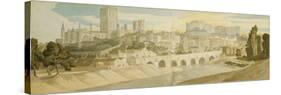 Durham Cathedral and Castle from the River Wear-Francis Towne-Stretched Canvas