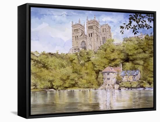 Durham Cathedral from the River Wear-Malcolm Greensmith-Framed Stretched Canvas