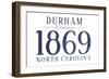 Durham, North Carolina - Established Date (Blue)-Lantern Press-Framed Art Print