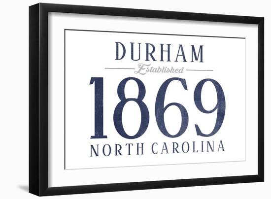 Durham, North Carolina - Established Date (Blue)-Lantern Press-Framed Art Print