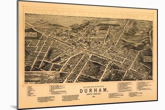 Durham, North Carolina - Panoramic Map-Lantern Press-Mounted Art Print