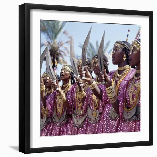 During a Dance, Girls from the Sultanate of Tadjoura, Dress Up in All their Finery and Display the-Nigel Pavitt-Framed Photographic Print