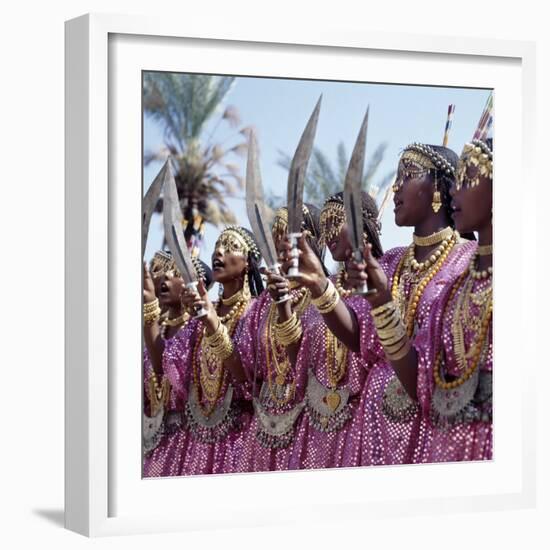 During a Dance, Girls from the Sultanate of Tadjoura, Dress Up in All their Finery and Display the-Nigel Pavitt-Framed Photographic Print