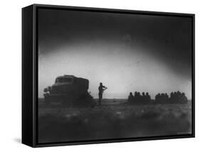 During an Outdoor Church Service an English Chaplain Plays Violin for British 8th Army-Bob Landry-Framed Stretched Canvas