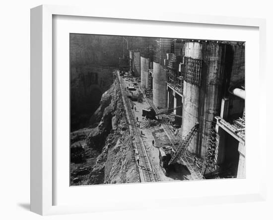 During Construction of the Aswan Dam-Paul Schutzer-Framed Photographic Print