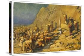 During the Exodus Moses Strikes a Rock and Obtains a Supply of Water for the Israelites-Robert Leinweber-Stretched Canvas