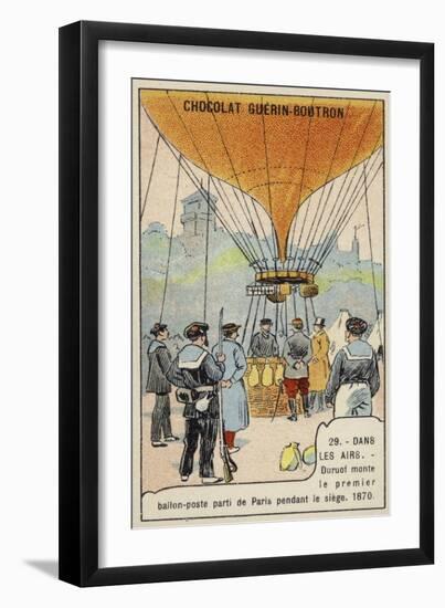 Duruof Making the First Postal Balloon Flight During the Siege of Paris, 1870-null-Framed Giclee Print