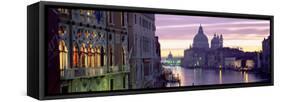 Dusk Along Grand Canal Towards Santa Maria Della Salute from Accademia Bridge, Veneto, Italy-Lee Frost-Framed Stretched Canvas