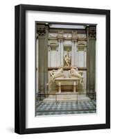 Dusk and Dawn from the Tomb of Lorenzo De Medici, Designed 1521, Carved 1524-34-Michelangelo Buonarroti-Framed Premium Giclee Print