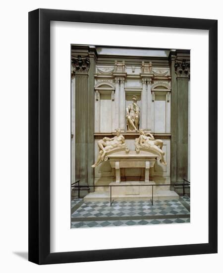 Dusk and Dawn from the Tomb of Lorenzo De Medici, Designed 1521, Carved 1524-34-Michelangelo Buonarroti-Framed Premium Giclee Print