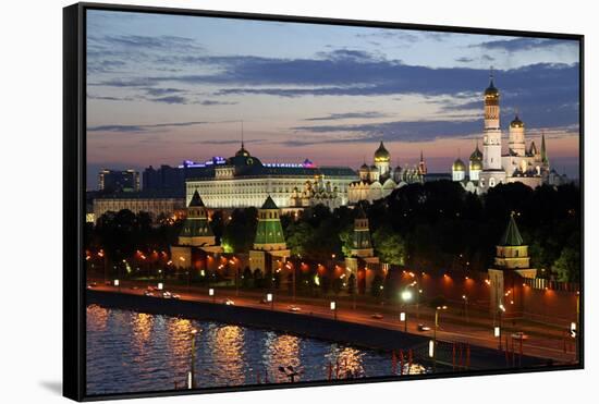 Dusk at the Kremlin, Moscow, Russia-Kymri Wilt-Framed Stretched Canvas