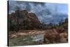 Dusk Beside the Virgin River under a Threatening Sky in Winter-Eleanor-Stretched Canvas