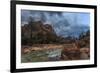 Dusk Beside the Virgin River under a Threatening Sky in Winter-Eleanor-Framed Photographic Print