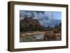 Dusk Beside the Virgin River under a Threatening Sky in Winter-Eleanor-Framed Photographic Print