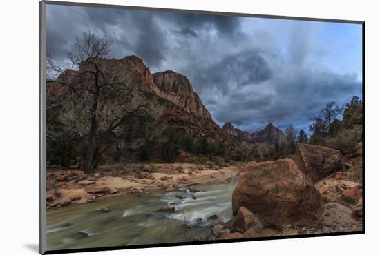 Dusk Beside the Virgin River under a Threatening Sky in Winter-Eleanor-Mounted Photographic Print