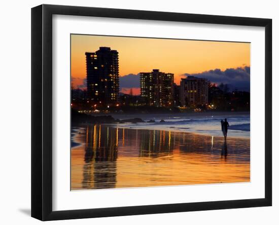 Dusk, Coolangatta, Gold Coast, Queensland, Australia-David Wall-Framed Premium Photographic Print