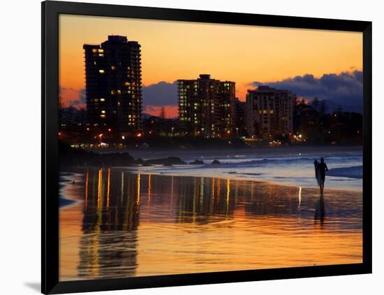 Dusk, Coolangatta, Gold Coast, Queensland, Australia-David Wall-Framed Photographic Print